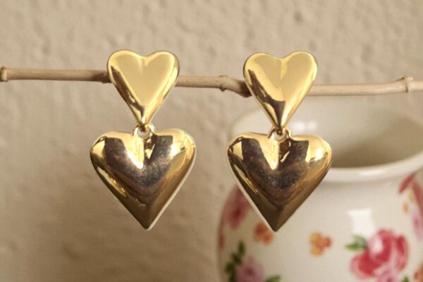 Double heart earrings